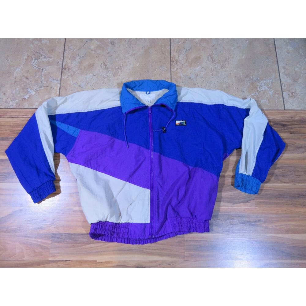 Voit Tennis Lightweight Windbreaker Blue Purple White Jacket Sz XL 80s